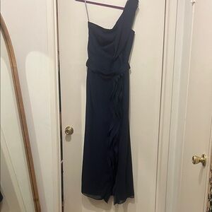 WHITE by VERA WANG Navy Blue One-Shoulder Dress - size 8